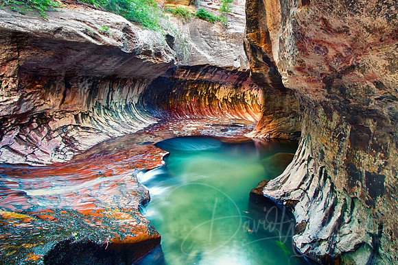 The Subway, emerald green pools in Right Fork of North Creek, Zion National Park, Utah